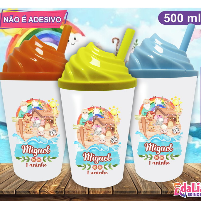 Imagem 1 - Copo Chantilly Personalizado a Arca de Noé Aquarela - 500 ml