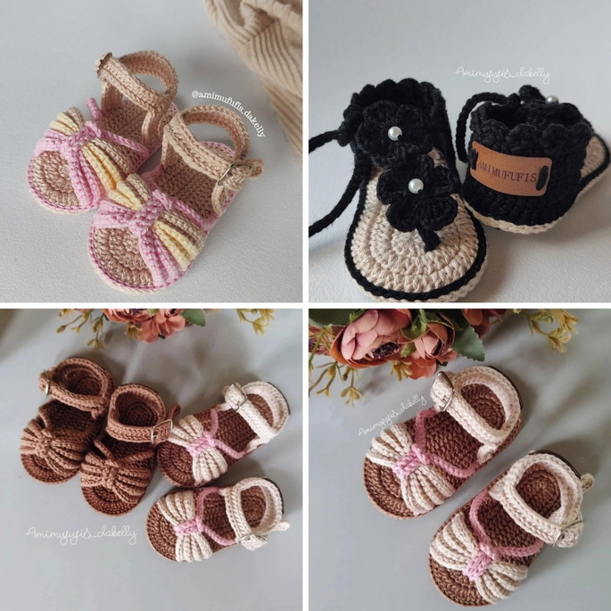 Imagem 4 - Sandalia de Croche Bebe 4 Pares