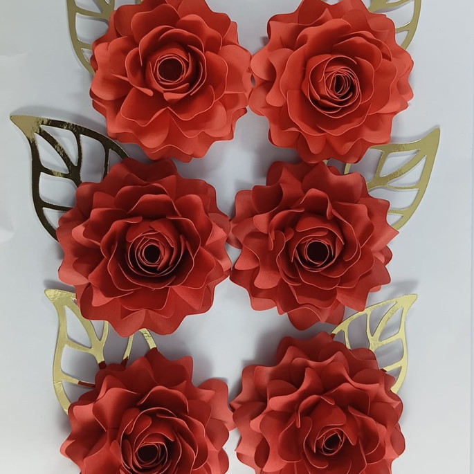 Imagem 1 - Kit com 6 Flores com 7 cm Vermelhas
