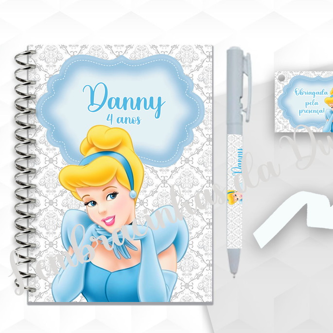 Imagem 1 - Bloquinho Grande com Caneta Cinderela Personalizada
