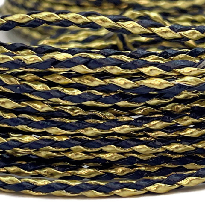 Imagem 2 - Cordão Couro Trançado 3 mm 10 mm -azul Marinho