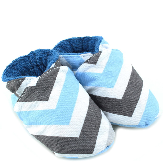 Imagem 1 - Sapatinho em Tecido Bebê Menino, Chevron Azul, Oogie