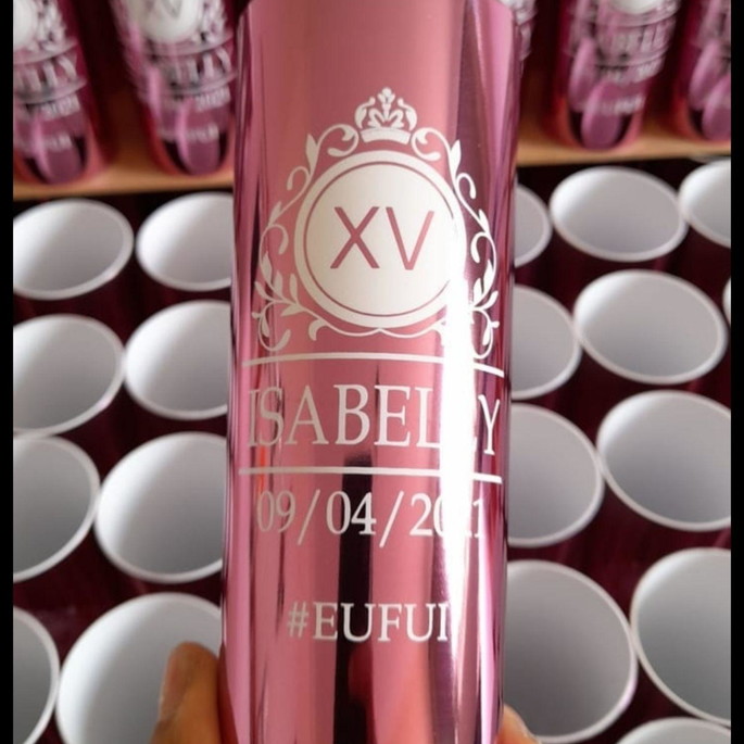 Imagem 1 - Copos Long Drink Metalizado Rose - 15 Anos