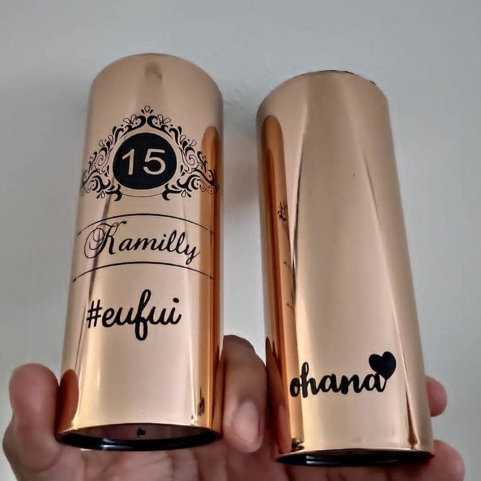 Imagem 1 - Copos Long Drink Metalizado Rose Gold- 18 Anos