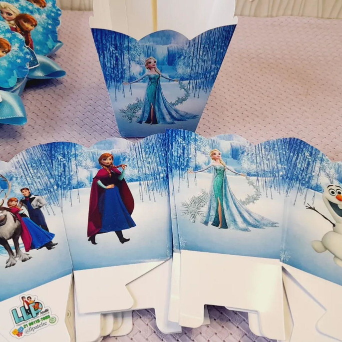 Imagem 2 - Kit com 10 Centro de Mesa - Cachepô Frozen com Laço