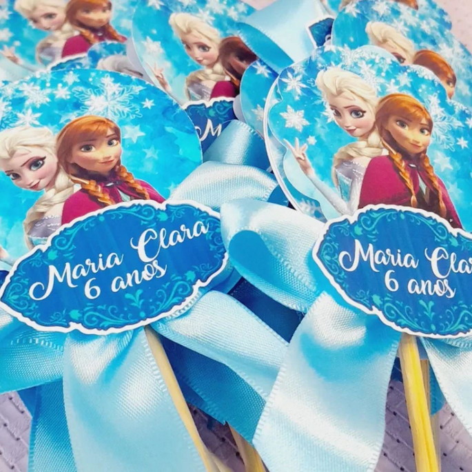 Imagem 3 - Kit com 10 Centro de Mesa - Cachepô Frozen com Laço