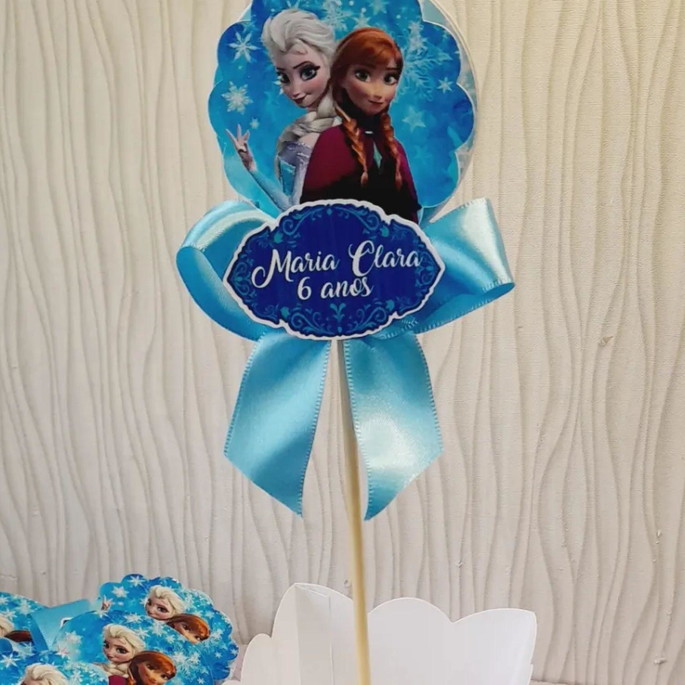 Imagem 4 - Kit com 10 Centro de Mesa - Cachepô Frozen com Laço