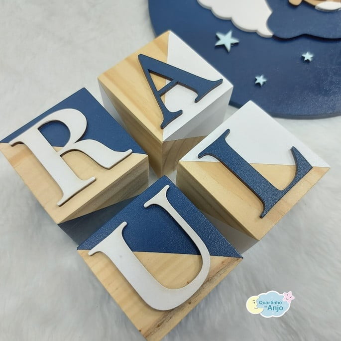 Imagem 2 - Cubo Nome Dado com Nome do Bebe - Pinus Kit com 5un