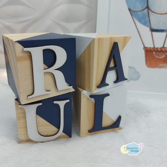 Imagem 3 - Cubo Nome Dado com Nome do Bebe - Pinus Kit com 5un