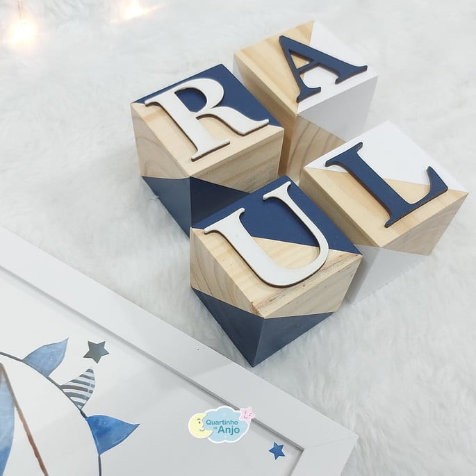 Imagem 4 - Cubo Nome Dado com Nome do Bebe - Pinus Kit com 5un