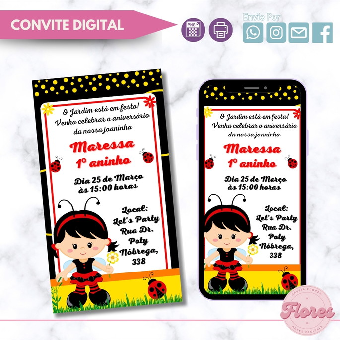 Imagem 1 - Convite Digital Abelinha Menina