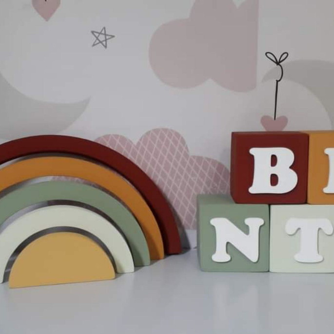Imagem 1 - Kit 10 Cubos com Arco Íris Tons Terra mdf