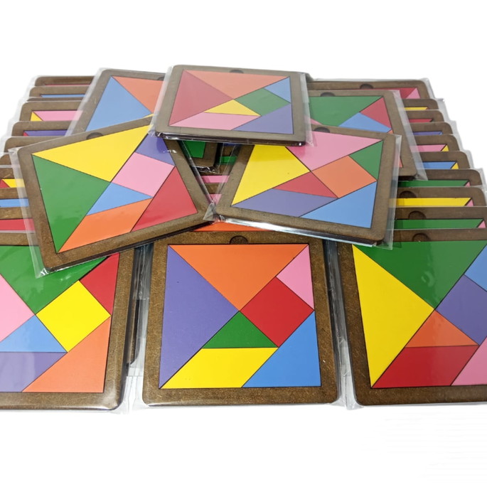 Imagem 1 - Tangram mdf 10x10 cm (com Base) 200 Unidades Cores Sortidas