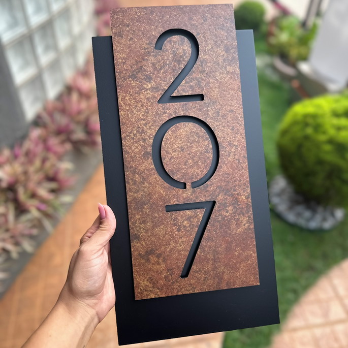 Imagem 1 - Número para Casa Acm com Acm Corten - 3 Dígitos 20x40