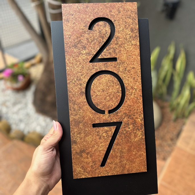 Imagem 3 - Número para Casa Acm com Acm Corten - 3 Dígitos 20x40