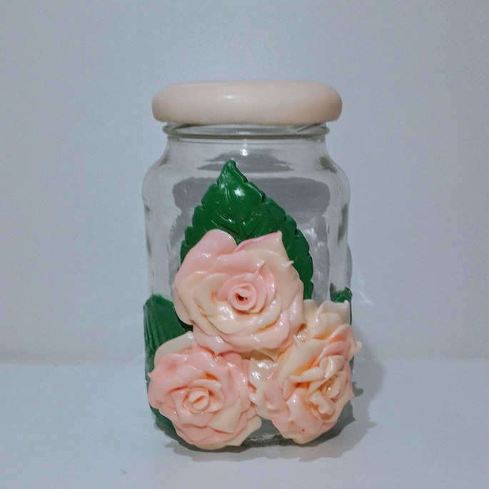Imagem 4 - Potes de Vidro com Rosas Decorados com Biscuit