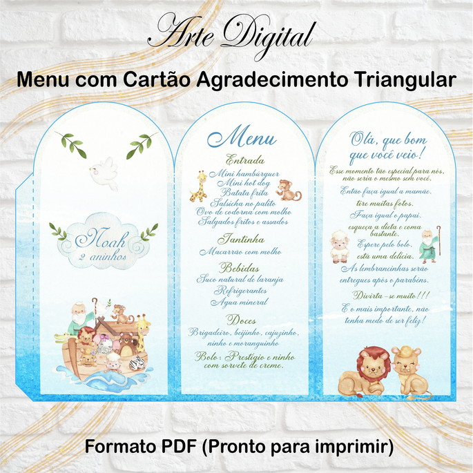 Imagem 1 - Menu Triangular com Agradecimento Digital Arca de Noé