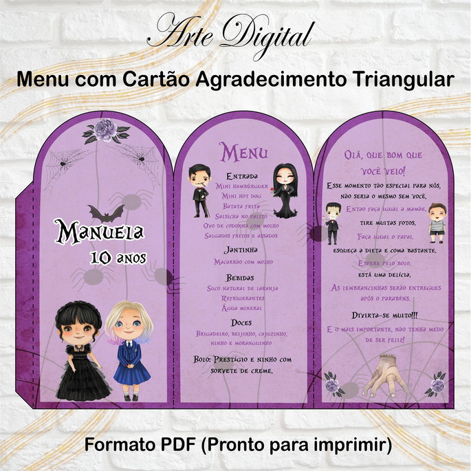 Imagem 1 - Menu Triangular com Agradecimento Digital Wandinha