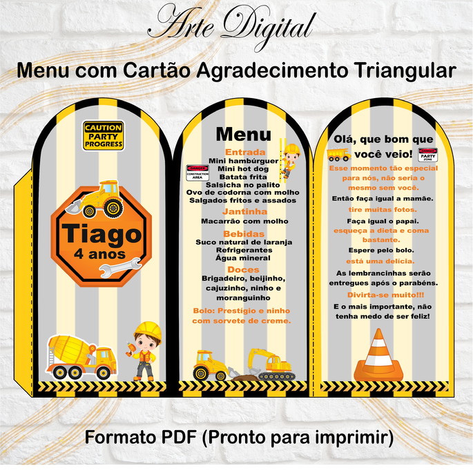 Imagem 1 - Menu Triangular com Agradecimento Digital Construção