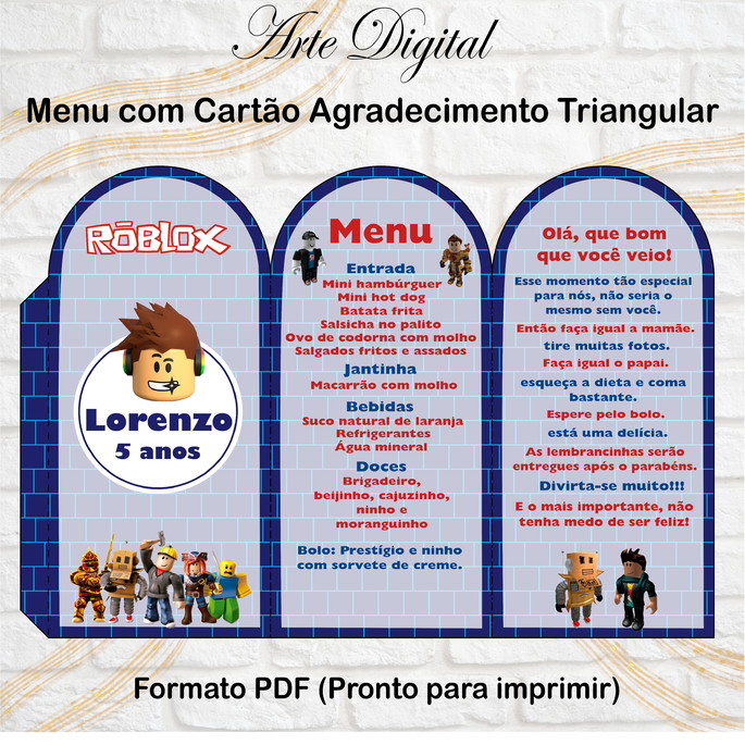 Imagem 1 - Menu Triangular com Agradecimento Digital Roblox