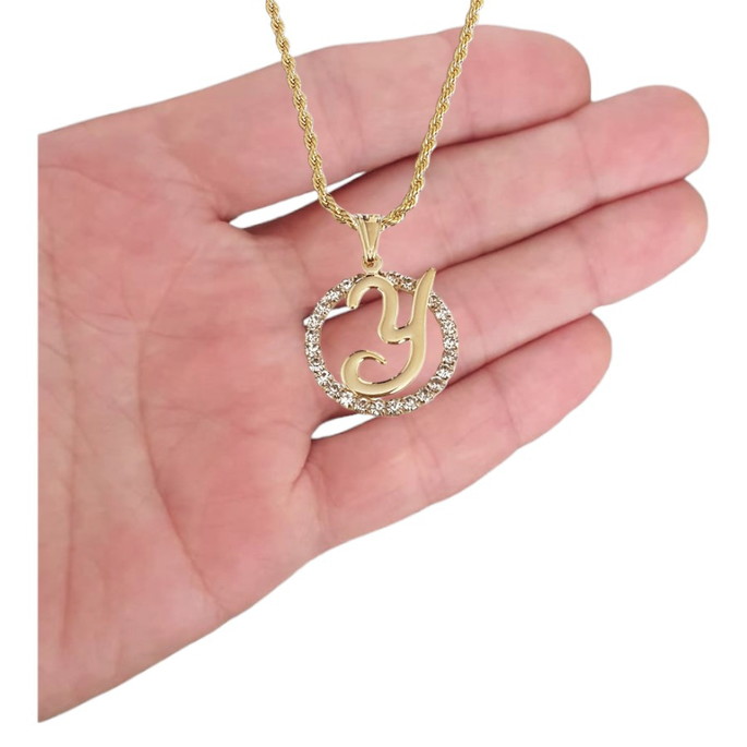 Imagem 3 - Cordão Baiano Pingente Mandala Inicial Letra Y Banhado Ouro