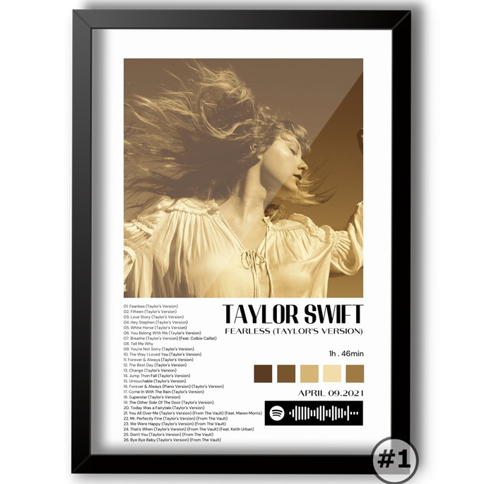 Imagem 2 - Quadro A4 Spotify Fearless (taylor's Version) Taylor Swift