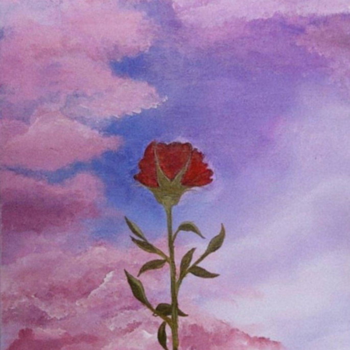 Imagem 1 - Pintura Rosa Vermelha ao Anoitecer, Pintura em Tela