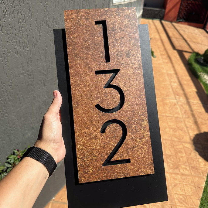 Imagem 1 - Número para Casa Acm com Acm Corten - 3 Dígitos 20x40