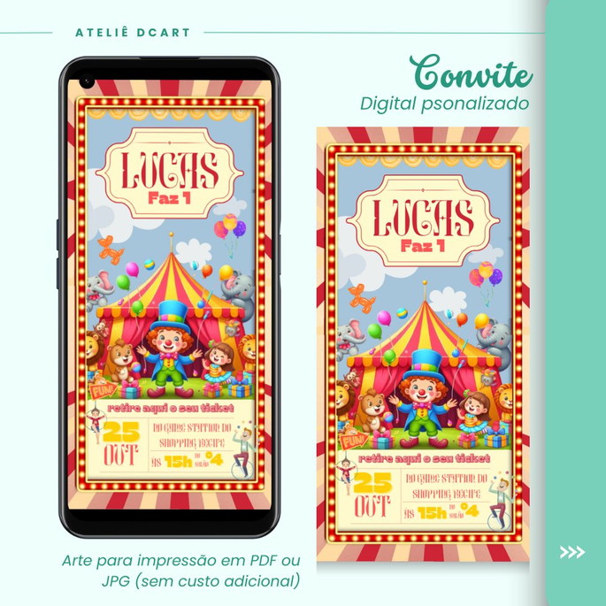 Imagem 1 - Convite Digital Circo (menino)