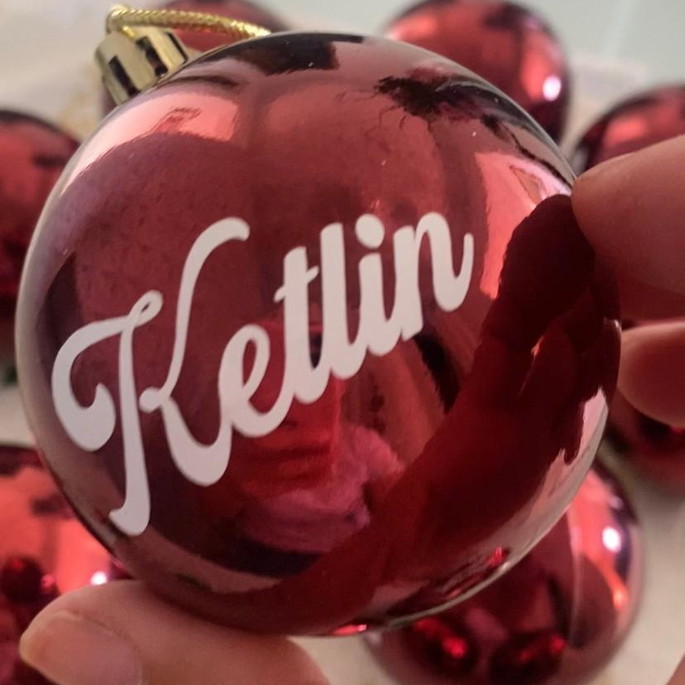 Imagem 3 - Bolinha de Natal com Nome (kit com 20 Unidades)
