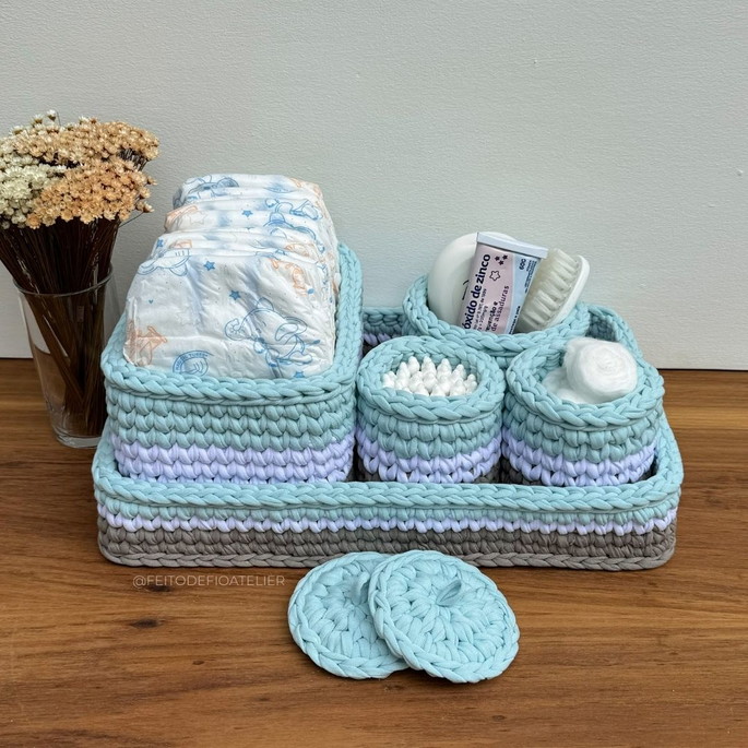 Imagem 1 - Kit Higiene Bebê em Crochê | 5 Peças