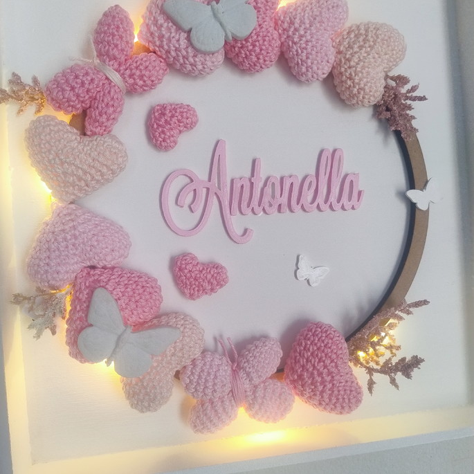 Imagem 2 - Quadro Maternidade 30x30 com Led Corações