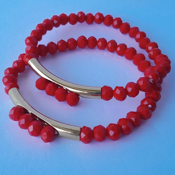 Imagem 1 - Mix com 2 Pulseiras Cristal com Entremeio Banhado