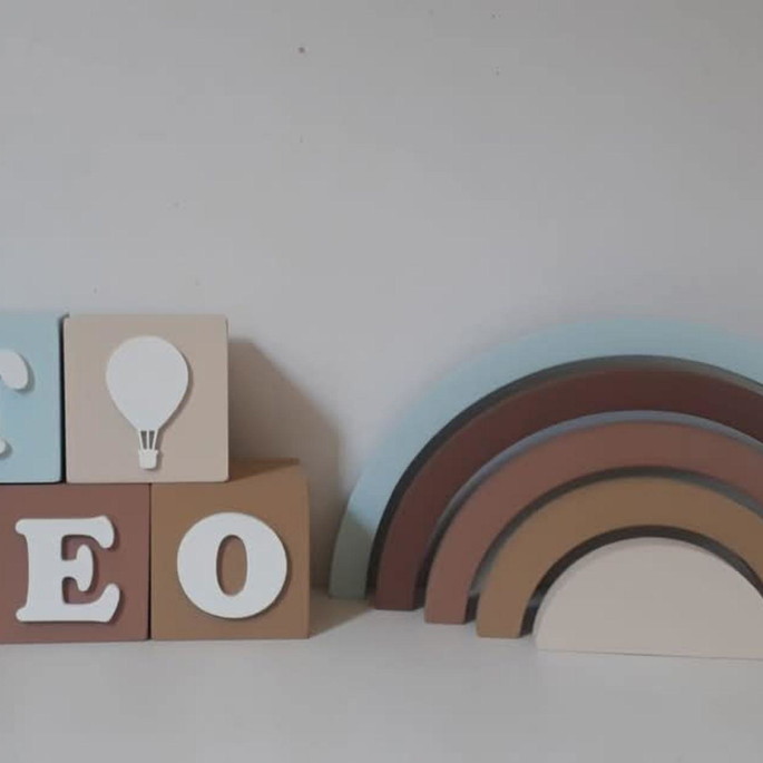 Imagem 1 - Kit 5 Cubos com Arco Íris Tons Terra/ Azul mdf