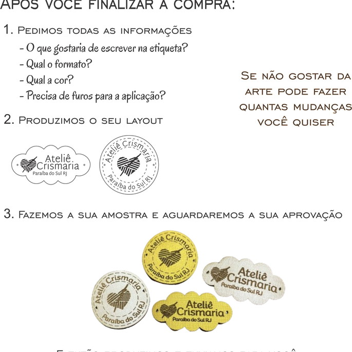 Imagem 2 - 100un Etiqueta Couro Croche Artesanato C/logo Sousplat