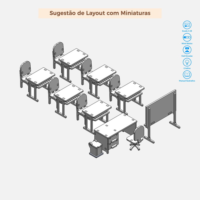 Imagem 3 - Kit 16 Miniaturas Escolares | Maquete | Cenário | Diorama