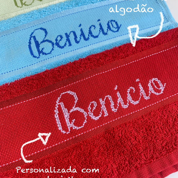 Imagem 2 - Kit com 3 Toalhas Personalizadas com Nome