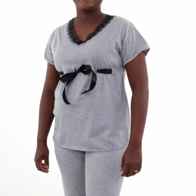 Imagem 2 - Pijam Capri Plus Size com Renda e Fita Cetim