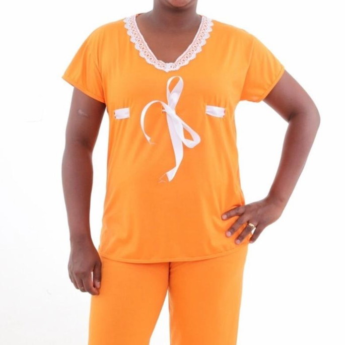 Imagem 3 - Pijam Capri Plus Size com Renda e Fita Cetim
