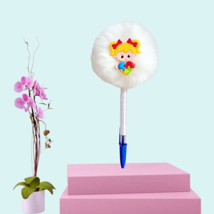 Imagem 2 - Caneta Personalizada com Pompom, Aplique e Fio de Seda 002