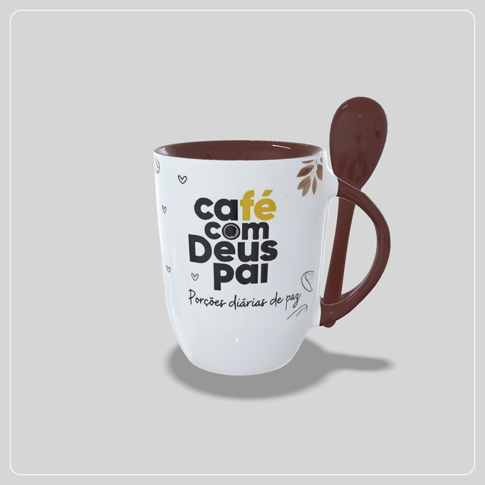 Imagem 3 - Caneca Personalizada Café com Deus Pai com Colher