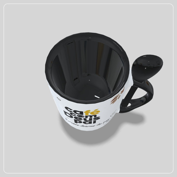 Imagem 4 - Caneca Café com Deus Pai com Colher - Preto