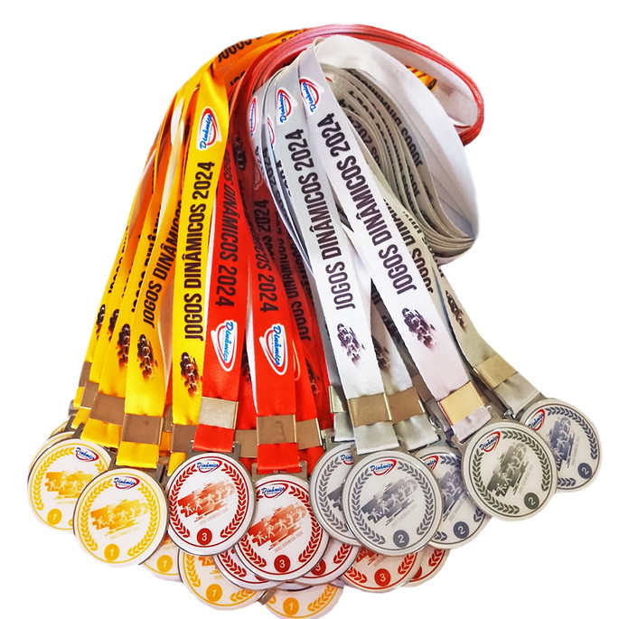 Imagem 2 - Medalha com Fita Personalizada para Interclasses Kit com 80