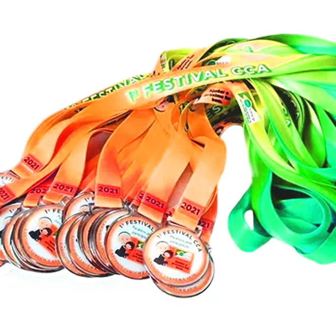 Imagem 3 - Medalha com Fita Personalizada para Interclasses Kit com 80