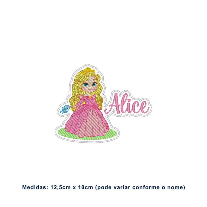 Imagem 1 - Patch Bordado Princesa Aurora Bela Adormecida com Nome Cod1