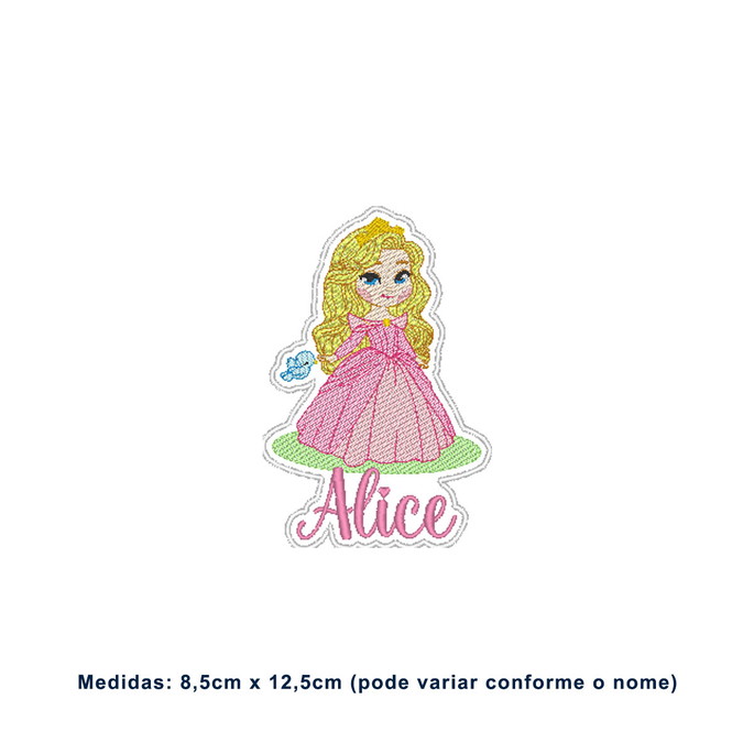 Imagem 1 - Patch Bordado Princesa Aurora Bela Adormecida com Nome Cod2