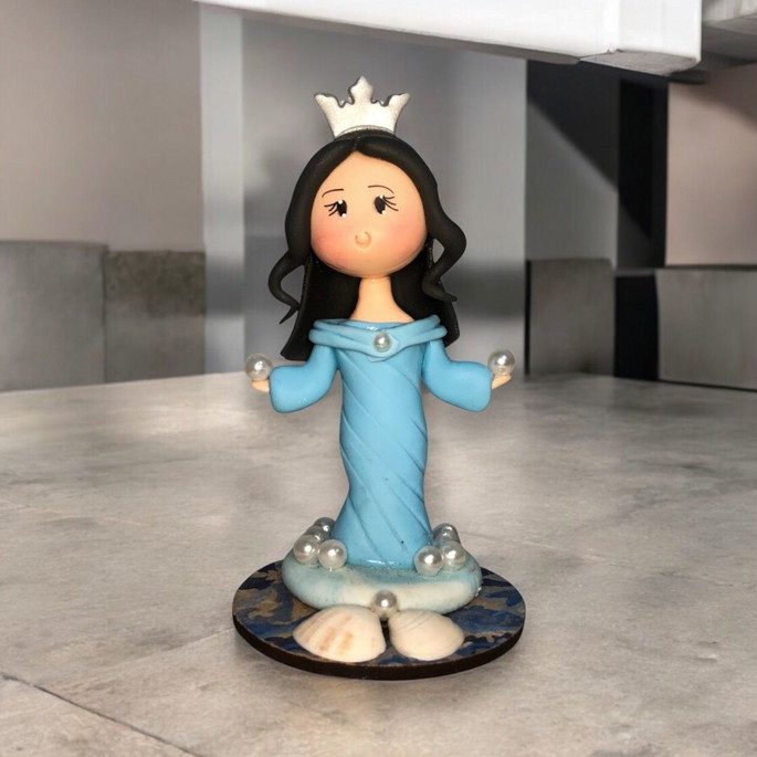 Imagem 1 - Imagem Iemanjá Artesanal em Biscuit com Pérolas e Conchas