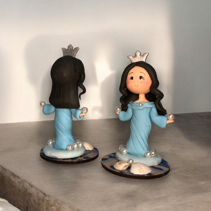 Imagem 3 - Imagem Iemanjá Artesanal em Biscuit com Pérolas e Conchas