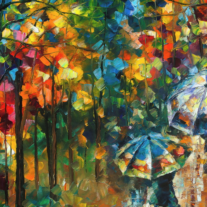 Imagem 1 - Quadro Clássico de Leonid Afremov - a Chuva da Minha Infânci