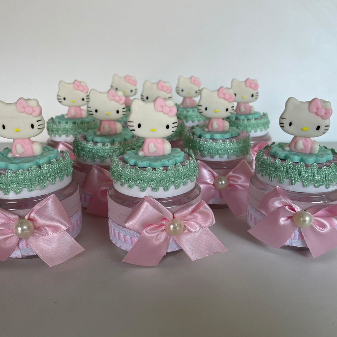 Imagem 1 - 10 Potes Personalizados em Biscuit Hello Kitty
